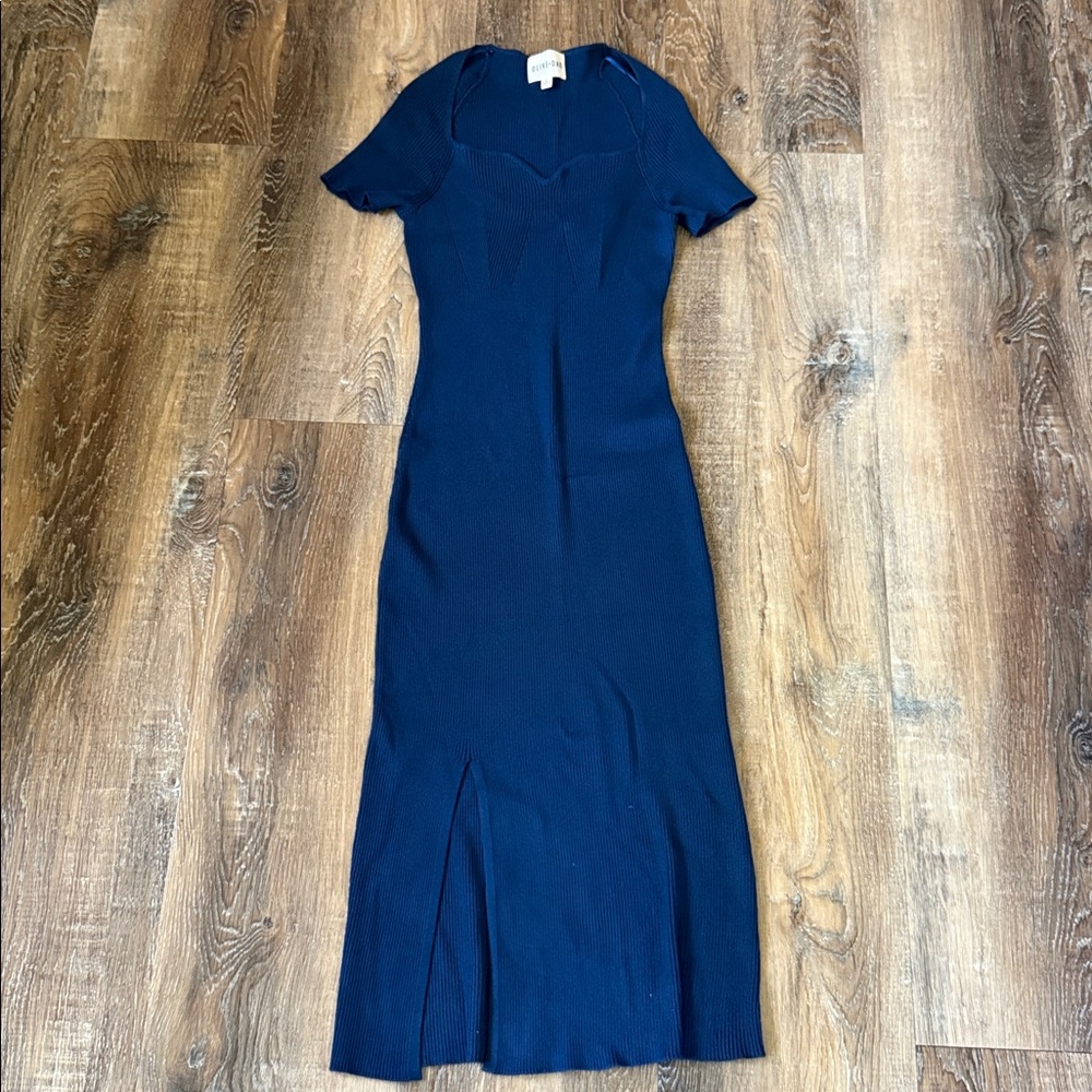 Olive & Oak Deep Blue Knit Fitted Dress